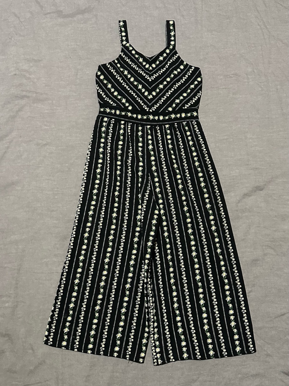 Knitworks Black Floral Stripe Jumpsuit